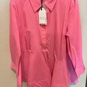 English Factory Bright Pink Long Sleeve PeplumTop - NWT